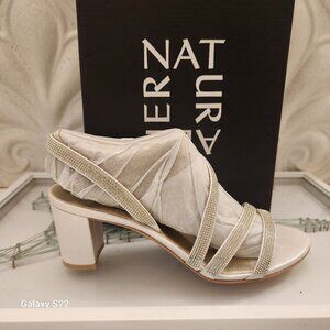 Naturalizer White and Silver Heeled Sandals